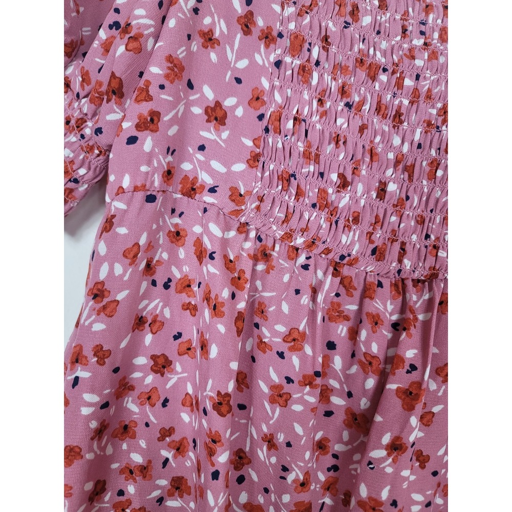 Trixxi Sz XL pink ditsy floral print puff sleeve Smocked mini dress Junior's - Picture 9 of 16